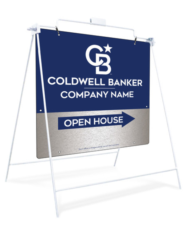 Coldwell Banker® Swinging A-Frame and Office Open House Sign Panel Unit,  24h x 24w, Brushed Aluminum Composite 25L947-300-W