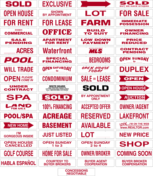 Real Estate Message Sign Rider, 24ga Steel 6h x 28w