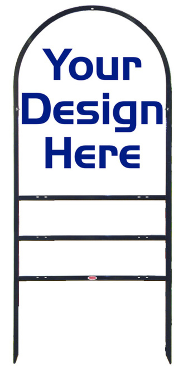 Reflective Arc Frame and Sign Panel Unit w 2 Rider Inserts, 30h x 24w, Steel