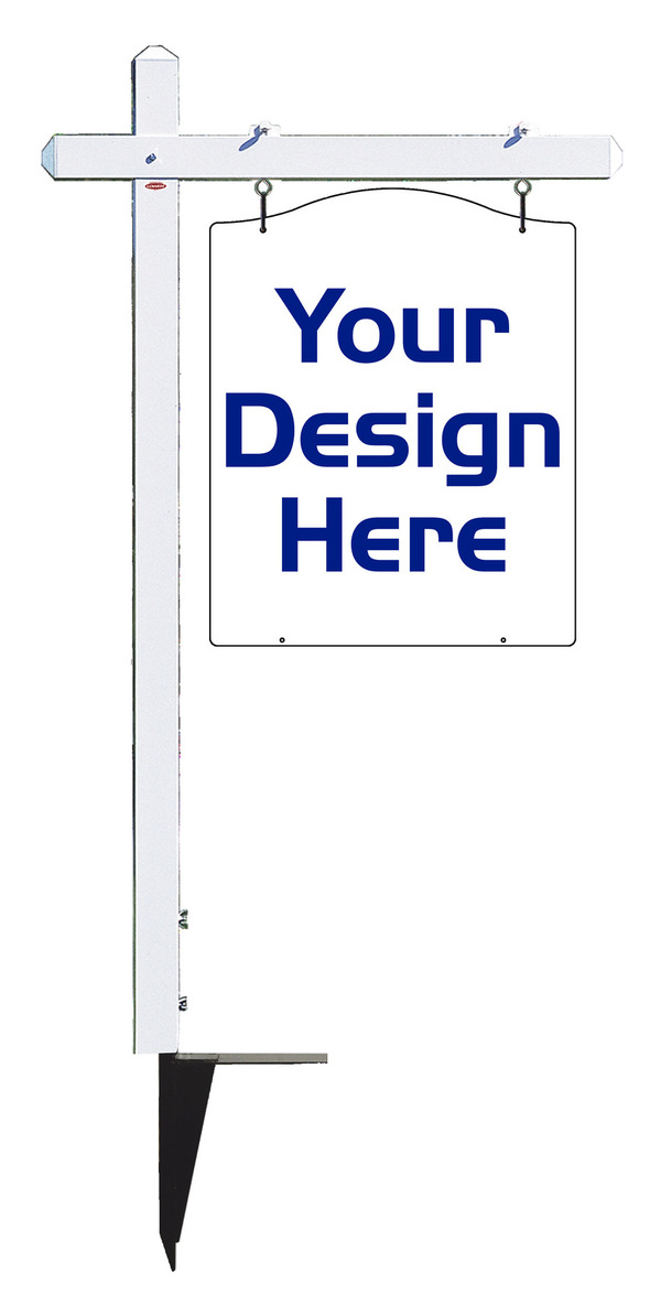 real estate White Aluminum Sign Post and Luxury Homes Hanging Sign Panel unit, .150 polyethylene, 30
