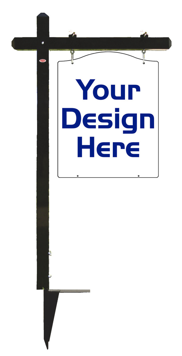 real estate Black Aluminum Sign Post and Luxury Homes Hanging Sign Panel unit, .150 polyethylene, 30