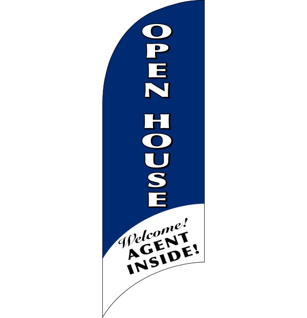 real estate open house agent inside feather flag only, 7-foot blue